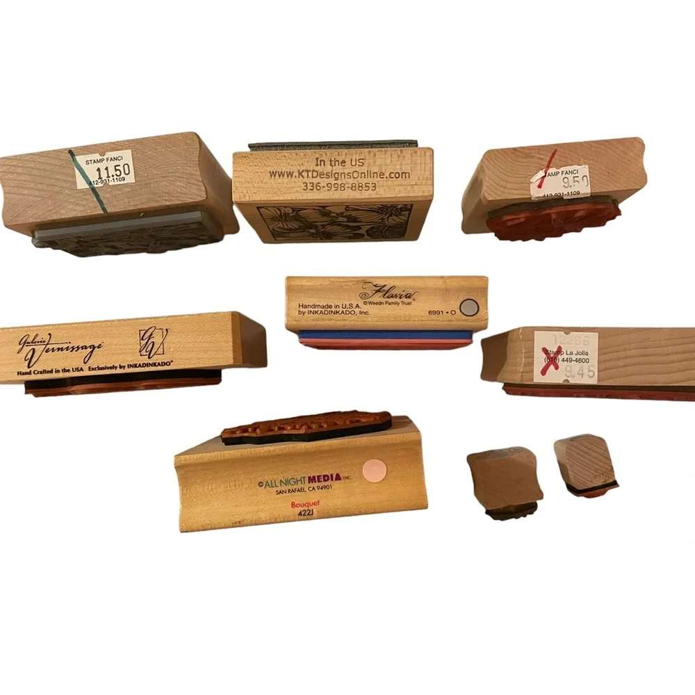 Flowers Bouquet Garden 9 Wood Block Rubber Stamps Medium Small Mixed Lot